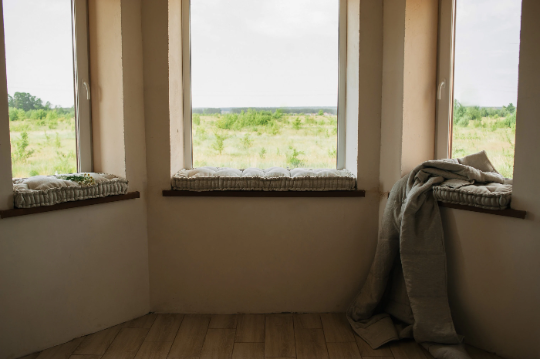 Hemp Natural non-dyed grey window Mudroom Floor Bench cushion with organic hemp fiber filling in linen fabric custom made