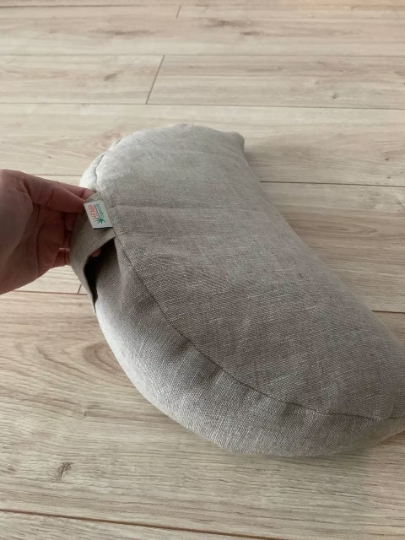 Linen Cover for meditation Cresсent cushion natural non-dyed linen fabric