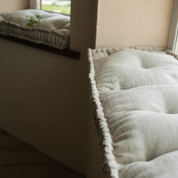 Hemp Natural non-dyed grey window Mudroom Floor Bench cushion with organic hemp fiber filling in linen fabric custom made