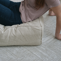 Unique HEMP floor cushion Marogan filled organic hemp fiber in thick natural linen fabric 24"x24" couch settee ottoman