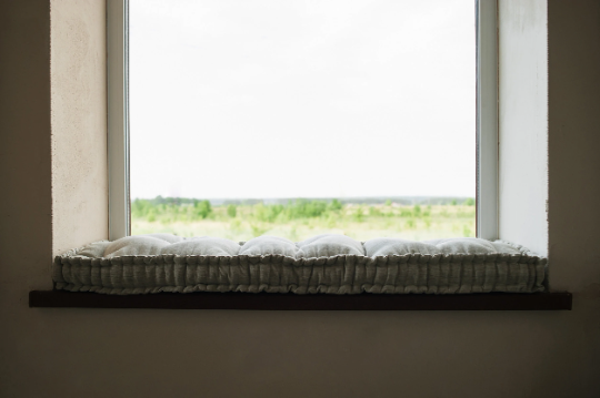 Hemp Natural non-dyed grey window Mudroom Floor Bench cushion with organic hemp fiber filling in linen fabric custom made