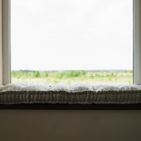 Hemp Natural non-dyed grey window Mudroom Floor Bench cushion with organic hemp fiber filling in linen fabric custom made
