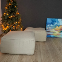 Unique HEMP floor cushion Marogan filled organic hemp fiber in thick natural linen fabric 24"x24" couch settee ottoman