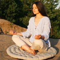 Round meditation cushion with Buckwheat hulls Linen Floor Meditation mat pouf Pillow Seat Yoga cushion