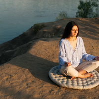 Round meditation cushion with Buckwheat hulls Linen Floor Meditation mat pouf Pillow Seat Yoga cushion