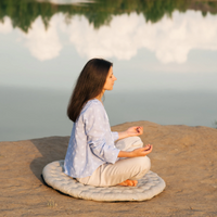 Round meditation cushion with Buckwheat hulls Linen Floor Meditation mat pouf Pillow Seat Yoga cushion