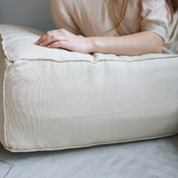 Unique HEMP floor cushion Marogan filled organic hemp fiber in thick natural linen fabric 24"x24" couch settee ottoman