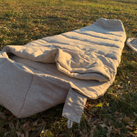 36" x 84" the HEMP natural Sleeping bag with hood organic hemp fiber filling inside in linen non-dyed fabric