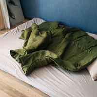 HEMP Sleeping bag "Forest Green" organic hemp fiber filling in natural linen fabric