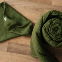 HEMP Sleeping bag "Forest Green" organic hemp fiber filling in natural linen fabric