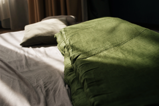 Special listing for Neil J. one 80 x 200 cm hemp sleeping bag in "Forest Green" linen in 200 g/m2 thickness with grey-beige zipper with the light pull