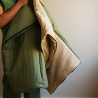 Organic HEMP Sleeping bag in linen fabric- organic hemp fiber filling in natural linen fabric - blanket quilt, hand made