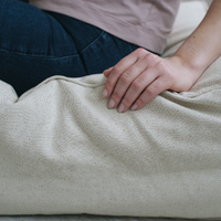 Unique HEMP floor cushion Marogan filled organic hemp fiber in thick natural linen fabric 24"x24" couch settee ottoman
