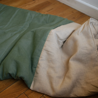 Organic HEMP Sleeping bag in linen fabric- organic hemp fiber filling in natural linen fabric - blanket quilt, hand made