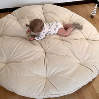 Round thick Organic Play Mat Crawling mat filled HEMP Fiber filler in non-dyed cotton fabric for playpen Nursery padded