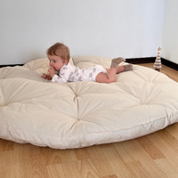 Round thick Organic Play Mat Crawling mat filled HEMP Fiber filler in non-dyed cotton fabric for playpen Nursery padded