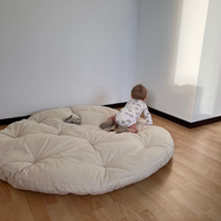 Round thick Organic Play Mat Crawling mat filled HEMP Fiber filler in non-dyed cotton fabric for playpen Nursery padded