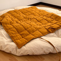 Round thick Organic Play Mat Crawling mat filled HEMP Fiber filler in non-dyed cotton fabric for playpen Nursery padded