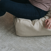 Unique HEMP floor cushion Marogan filled organic hemp fiber in thick natural linen fabric 24"x24" couch settee ottoman