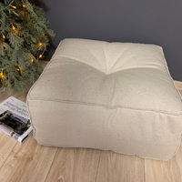 Unique HEMP floor cushion Marogan filled organic hemp fiber in thick natural linen fabric 24"x24" couch settee ottoman