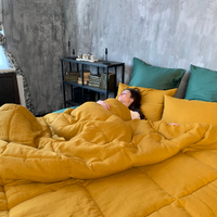 Thick natural HEMP comforter "mustard" blanket duvet insert Hemp filler in natural linen fabric Full Twin Queen King size