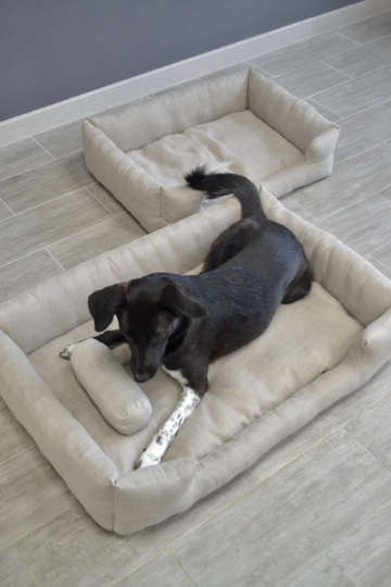 HEMP pet bed in natural non-dyed linen fabric filled organic HEMP Fiber - mat carpet - house for cats organic