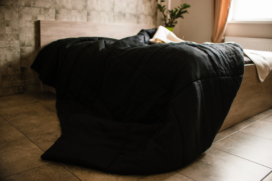Black HEMP Linen comforter Blanket Duvet insert 400 gr filler organic Hemp fiber in natural linen fabric