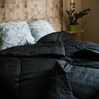 Black HEMP Linen comforter Blanket Duvet insert 400 gr filler organic Hemp fiber in natural linen fabric