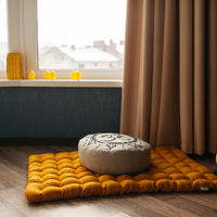 Embroidery Om Meditation Set Zafu & Zabuton with Buckwheat hulls Aum Linen Floor cushions Meditation pillow pouf PillowSeat Yoga