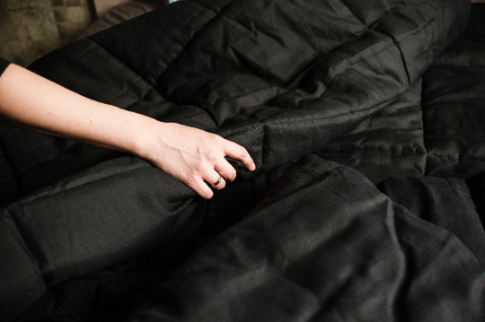 Black HEMP Linen comforter Blanket Duvet insert 400 gr filler organic Hemp fiber in natural linen fabric