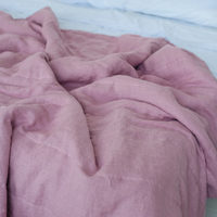 Hemp summer blanket coral pink organic hemp fiber in soft washed linen fabric for hot summer nights extra thin