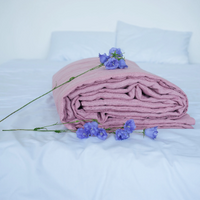 Hemp summer blanket coral pink organic hemp fiber in soft washed linen fabric for hot summer nights extra thin