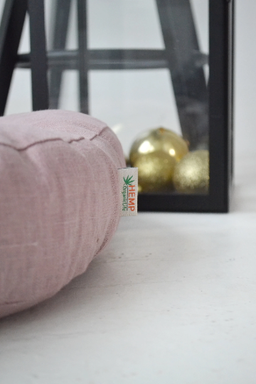 Round Hemp cushion Hemp fiber in linen fabric natural organic Floor cushion Meditation pillow custom made size