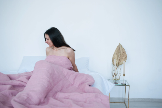 Hemp summer blanket coral pink organic hemp fiber in soft washed linen fabric for hot summer nights extra thin