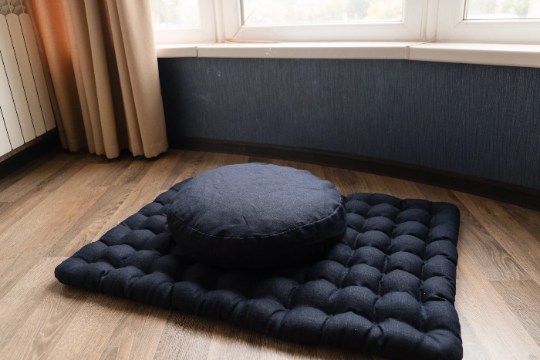 Dark blue Meditation Set Zafu & Zabuton with Buckwheat hulls Meditation pillow Meditation cushion Meditation pouf Meditation Space Yoga
