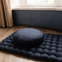 Dark blue Meditation Set Zafu & Zabuton with Buckwheat hulls Meditation pillow Meditation cushion Meditation pouf Meditation Space Yoga