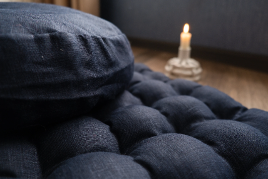 Dark blue Meditation Set Zafu & Zabuton with Buckwheat hulls Meditation pillow Meditation cushion Meditation pouf Meditation Space Yoga