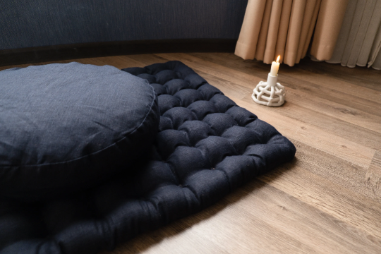 Dark blue Meditation Set Zafu & Zabuton with Buckwheat hulls Meditation pillow Meditation cushion Meditation pouf Meditation Space Yoga