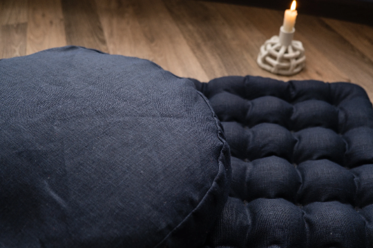 Dark blue Meditation Set Zafu & Zabuton with Buckwheat hulls Meditation pillow Meditation cushion Meditation pouf Meditation Space Yoga