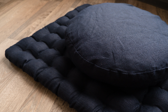 Dark blue Meditation Set Zafu & Zabuton with Buckwheat hulls Meditation pillow Meditation cushion Meditation pouf Meditation Space Yoga