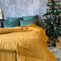 Natural HEMP LINEN Blanket "Mustard" quilt - linen organic fabric + filler organic Hemp fiber - Full Twin Queen King custom size