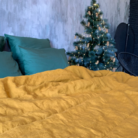 Natural HEMP LINEN Blanket "Mustard" quilt - linen organic fabric + filler organic Hemp fiber - Full Twin Queen King custom size