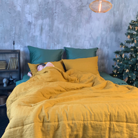 Natural HEMP LINEN Blanket "Mustard" quilt - linen organic fabric + filler organic Hemp fiber - Full Twin Queen King custom size