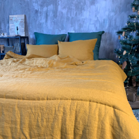 Natural HEMP LINEN Blanket "Mustard" quilt - linen organic fabric + filler organic Hemp fiber - Full Twin Queen King custom size