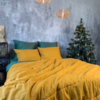 Natural HEMP LINEN Blanket "Mustard" quilt - linen organic fabric + filler organic Hemp fiber - Full Twin Queen King custom size