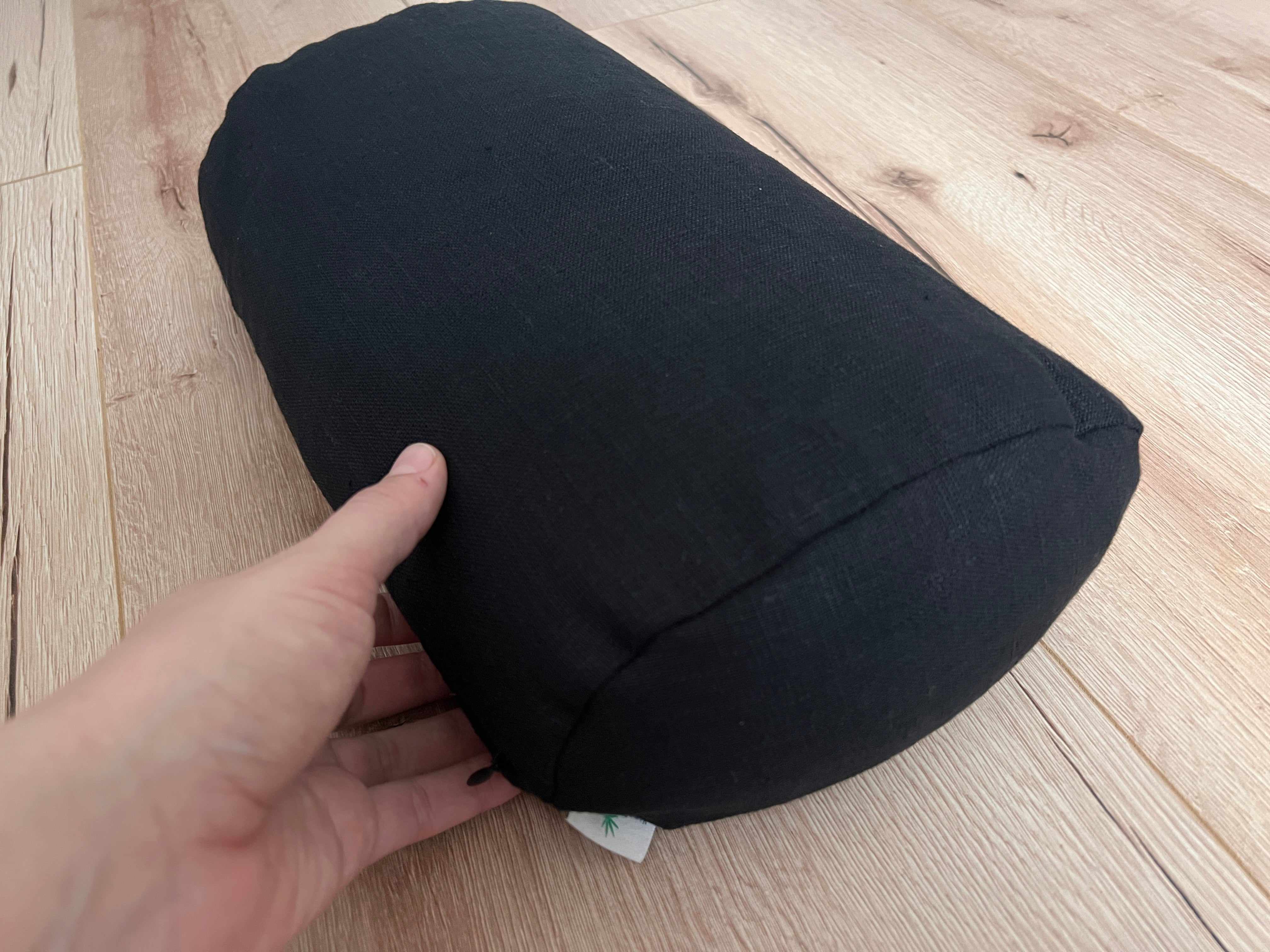 Bolster with Buckwheat hulls Linen fabric yoga pillow Meditation pillow black yoga pillow