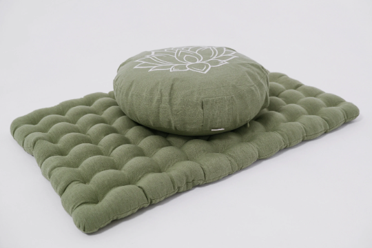 Lotos Meditation Set Zafu & Zabuton with Buckwheat hulls Meditation pillow Meditation cushion Meditation pouf Zen Meditation Space Yoga