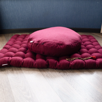 Maroon meditation cushions set Zafu and Zabuton with buckwheat hulls floor pillow Zen yoga space