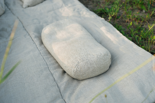 Bolster with Buckwheat hulls Linen fabric yoga pillow Meditation pillow knee pillow