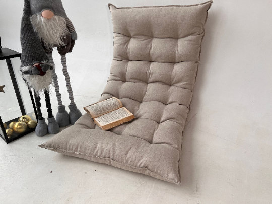 Organic HEMP Floor cushion reading nook pillow Organic Hemp fiber filling in non-dyed Linen fabric custom made